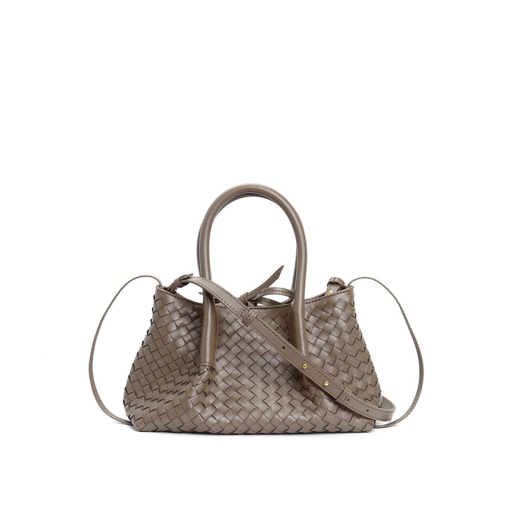 woven leather mini tote bag with tie closure - LIQTA