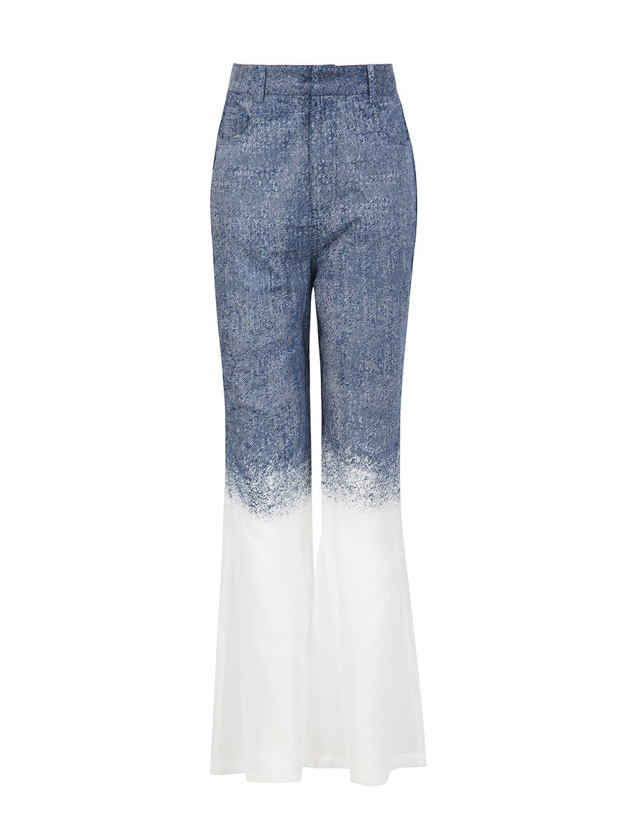 Denim Gradient Sheer Two-Piece Set-DESERT