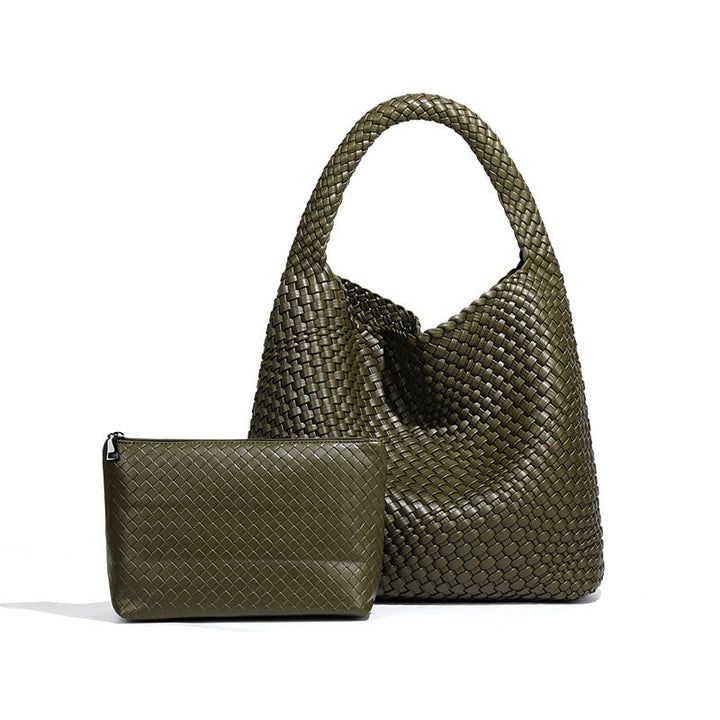 Olive Woven Hobo Bag with Matching Pouch – VIRELLE