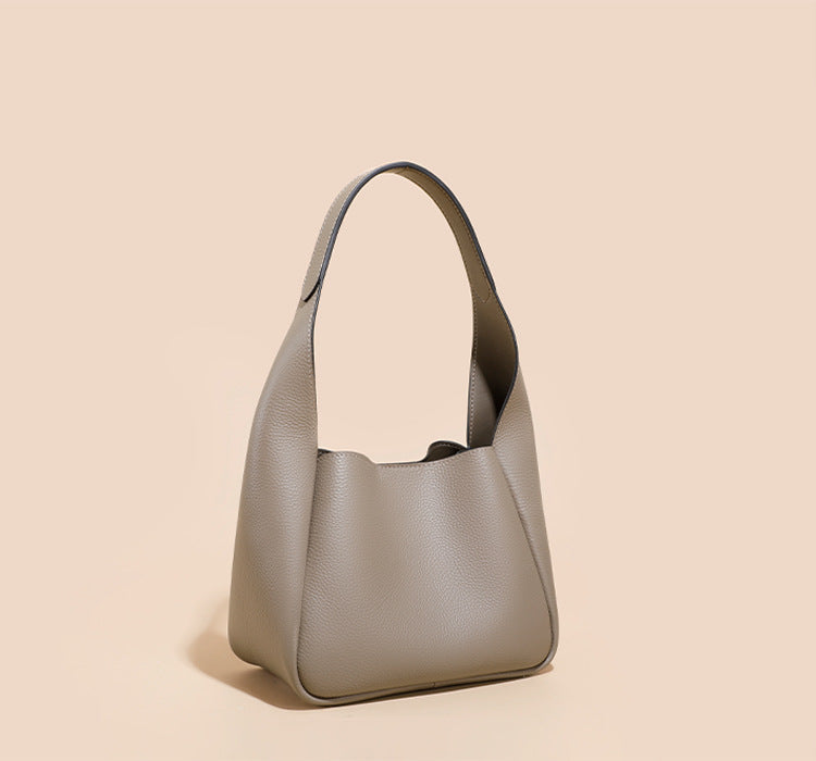 Minimalist Hobo Shoulder Bag in Textured Leather – OLIVE