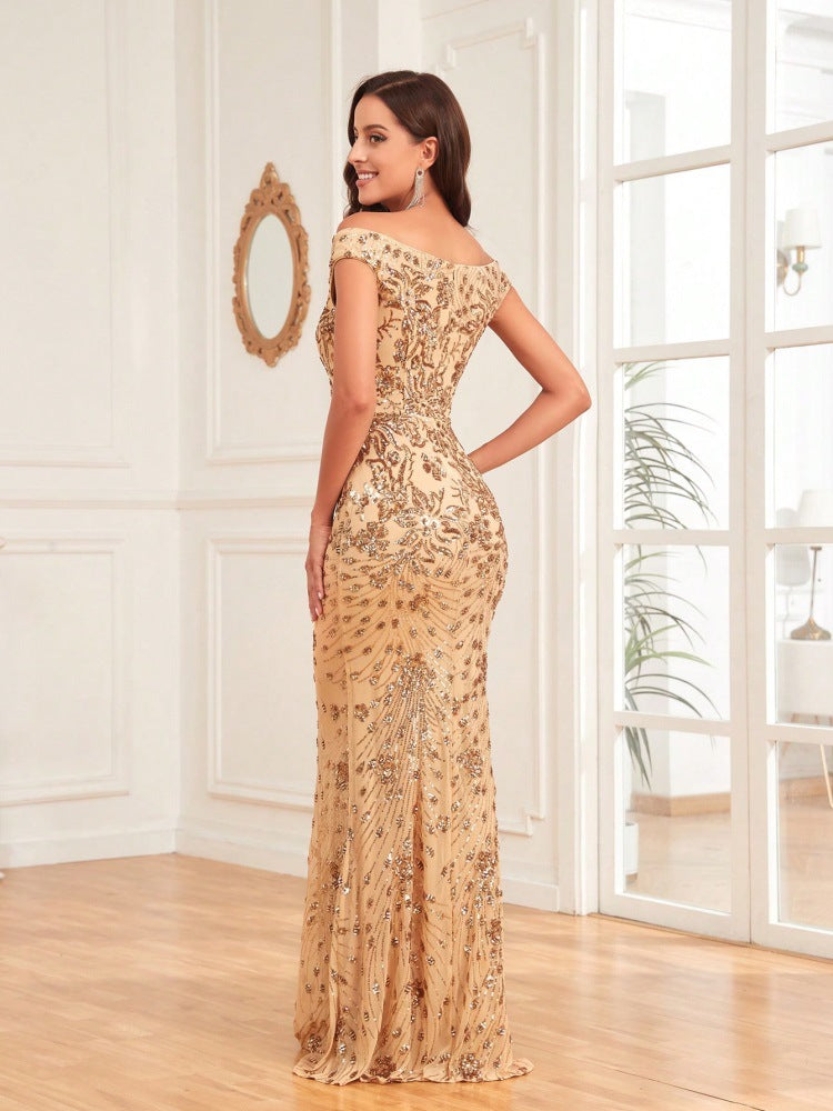 off-shoulder sequin mermaid gown – ODD- AURORA
