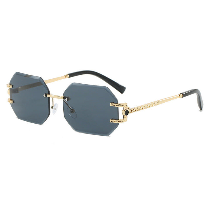 Luxury Rimless Geometric Sunglasses – ROSÉ