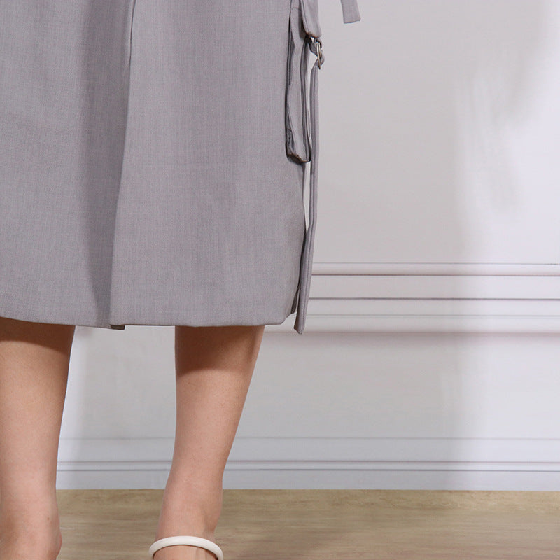 tailored long utility blazer dress with strap details – ODD- GRAYSON