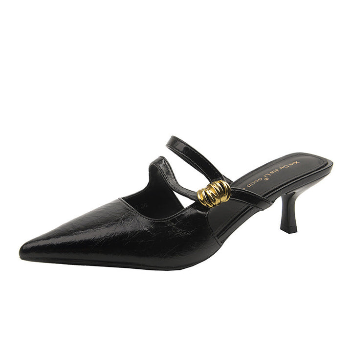 Ivory Pointed Mule Kitten Heels – VÉLARÉ