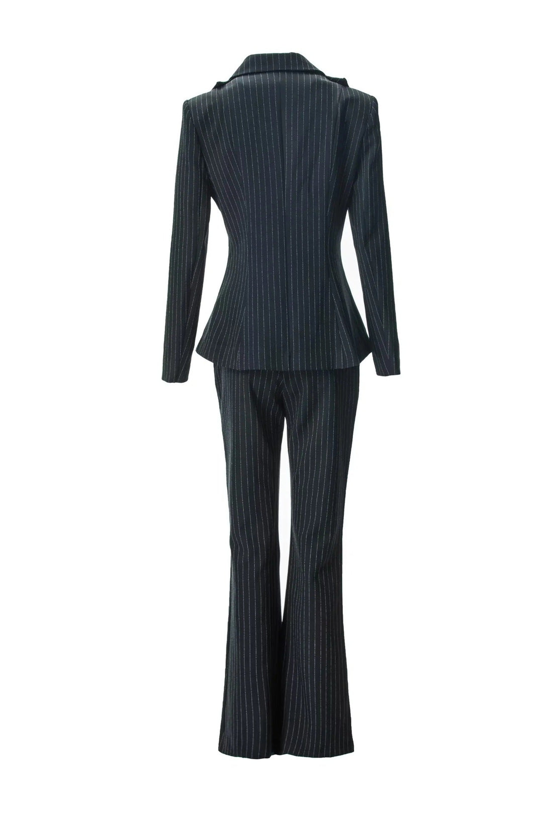 pinstripe tailored blazer and flared pants set with gold buttons – REGINA