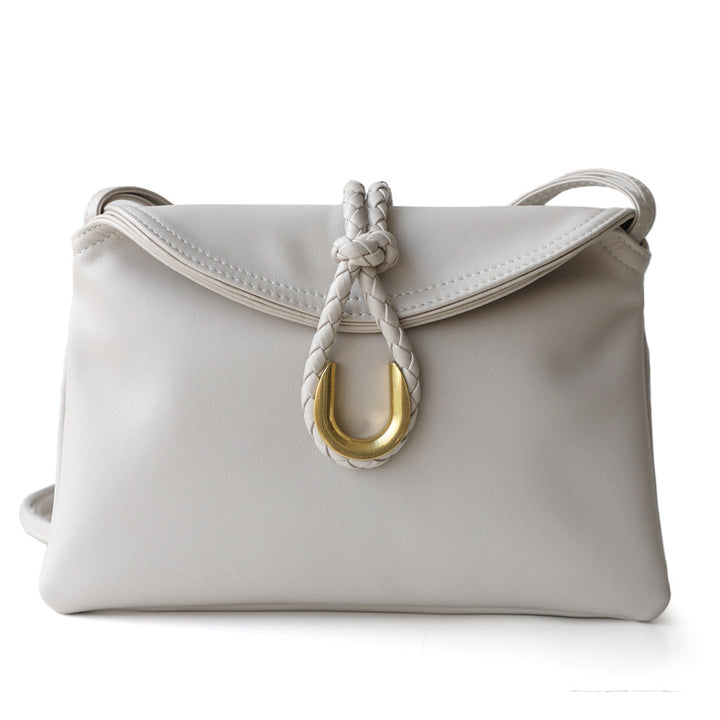 braided flap leather crossbody bag with gold hook detail – CELINEA