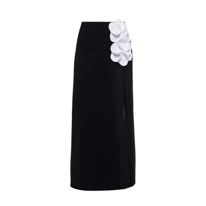 strapless 3D floral top with high-waist maxi skirt set – AHMED