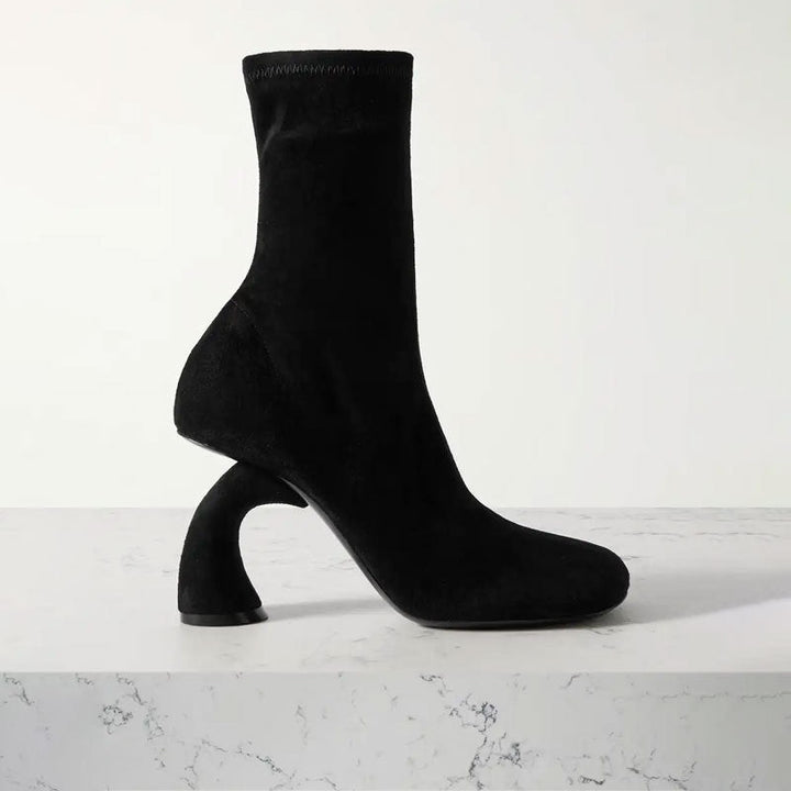 Architectural Heel Ankle Boots – OLIVE