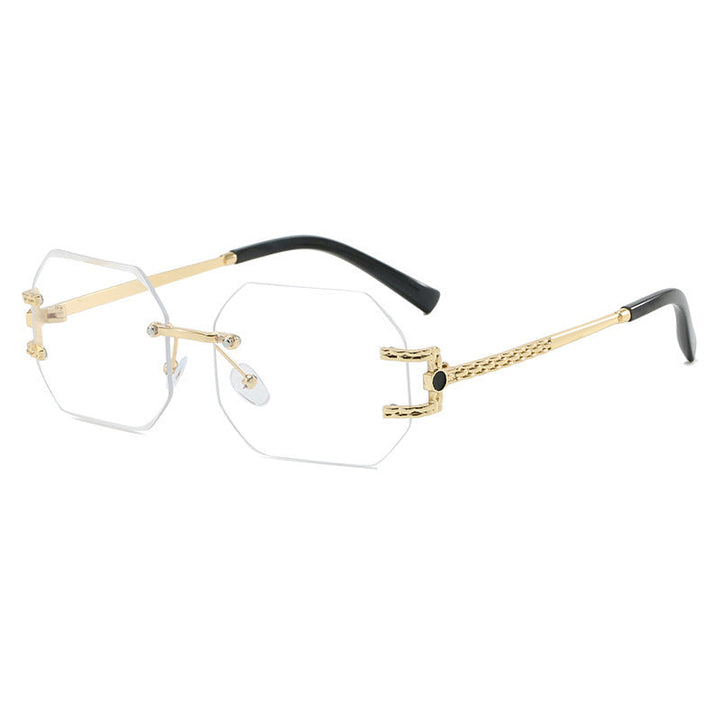 Luxury Rimless Geometric Sunglasses – ROSÉ