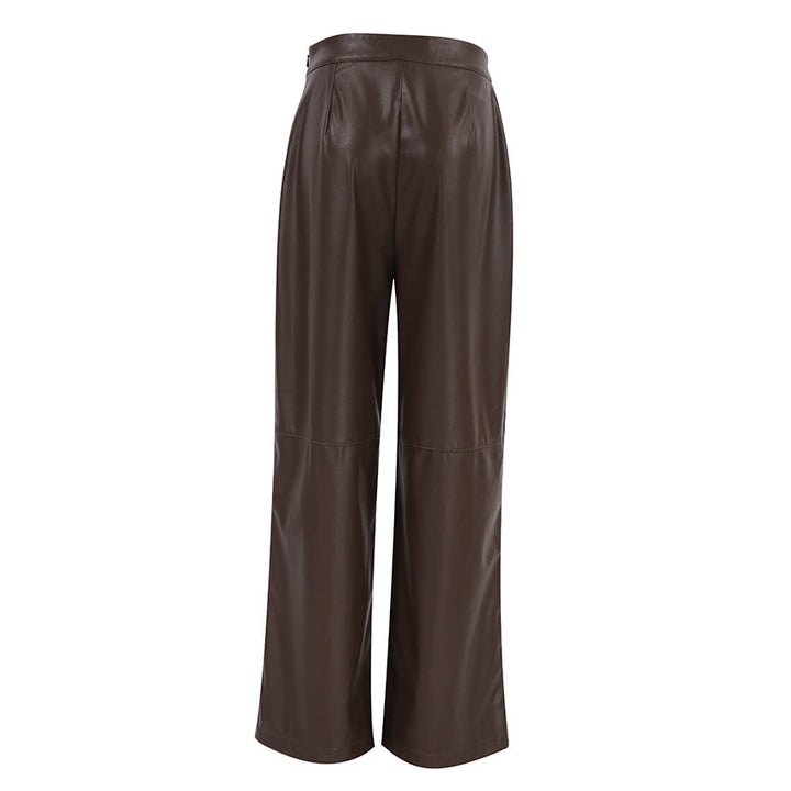 High-waist faux leather straight-leg pants – CASSIA