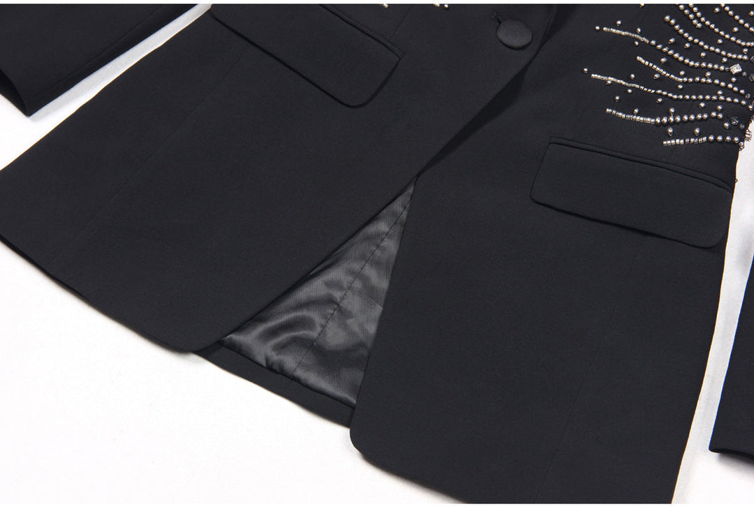 tailored pantsuit with pearl-embellished blazer – NOVALKI