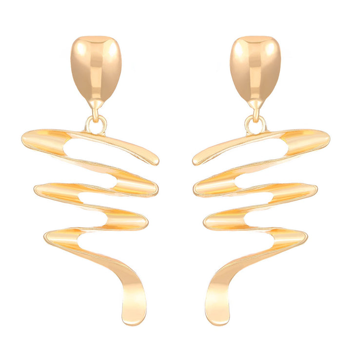 Spiral-cut drop earrings in polished gold-tone metal - Nawly