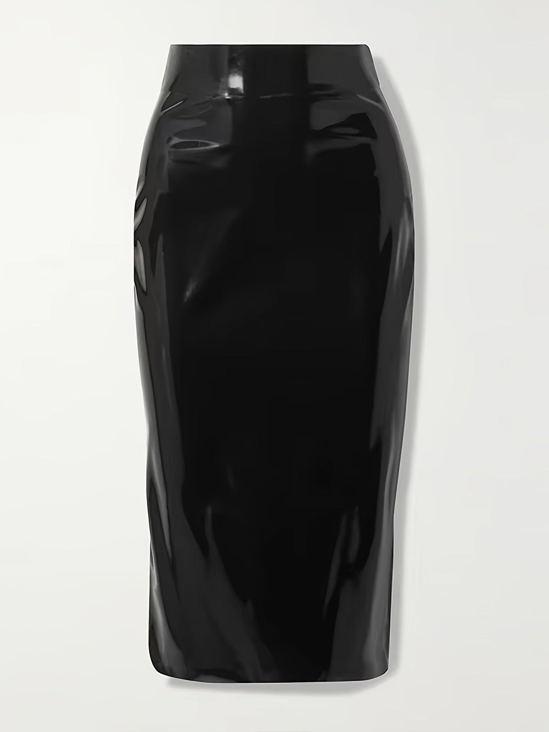 Black Glossy High-Waist Pencil Skirt – LUXORA
