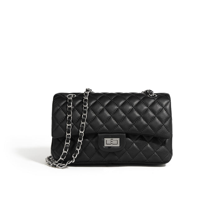 Black Quilted Chain Shoulder Bag – LUNÉVA