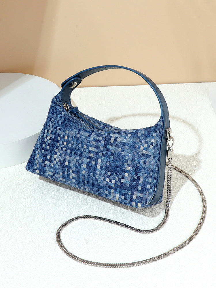 Woven Denim Shoulder Bag – AZURE