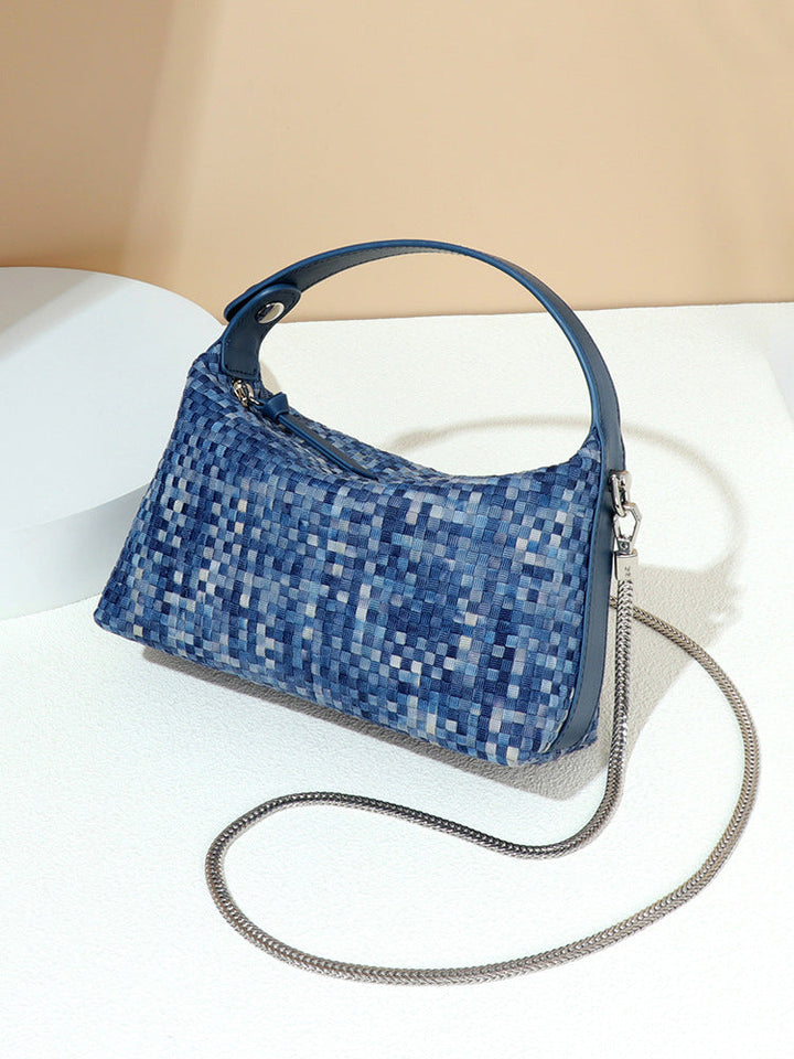 Woven Denim Shoulder Bag – AZURE