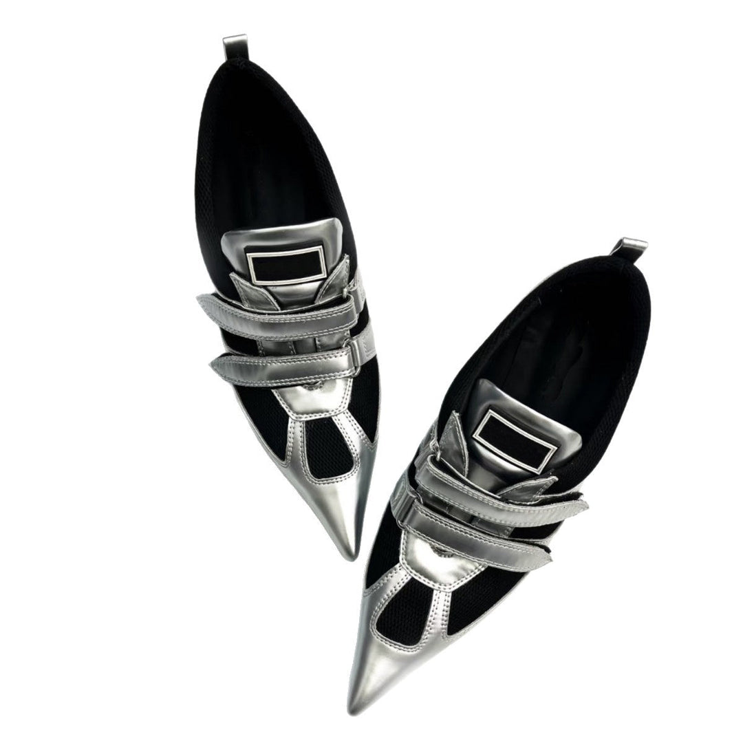 Futuristic Metallic Pointed Sneakers - Avant