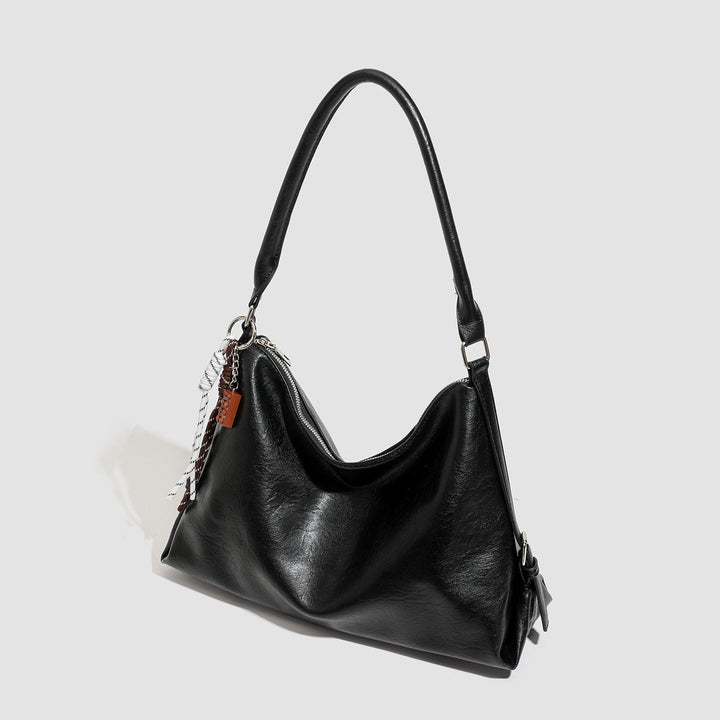 Vintage Brown Leather Shoulder Bag - Minimal