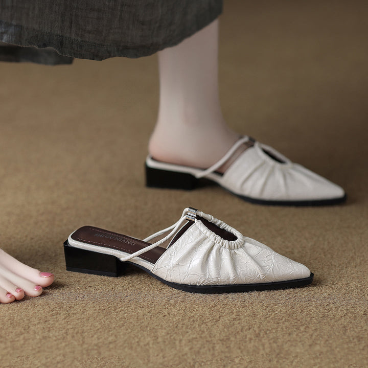 pointed-toe mules with ruched detail and double straps – AURORANDA