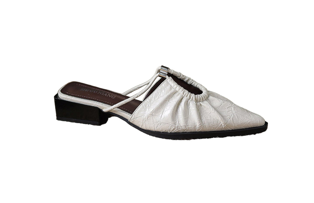 pointed-toe mules with ruched detail and double straps – AURORANDA