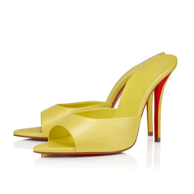 Patent Open-Toe Stiletto Mule Heels – BLANC