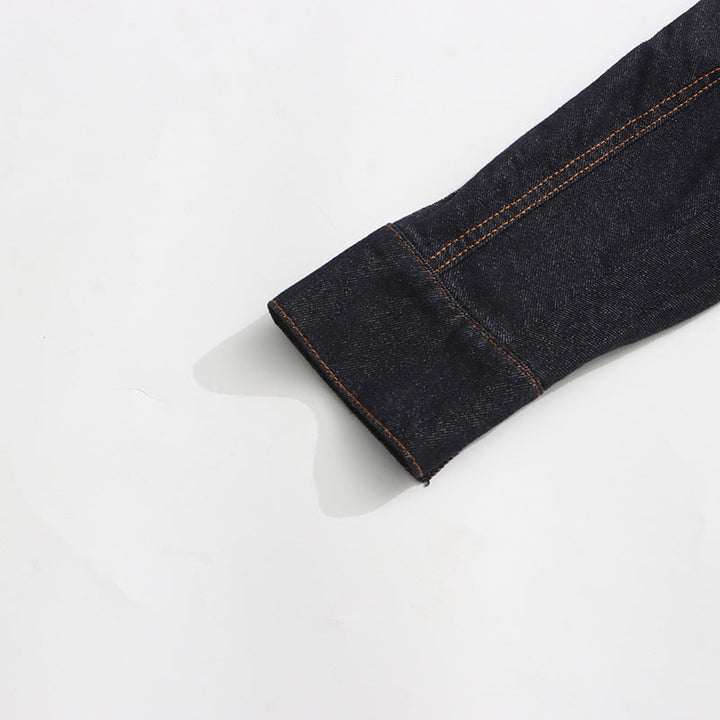 structured denim jacket with gold button detailing – AURELIA