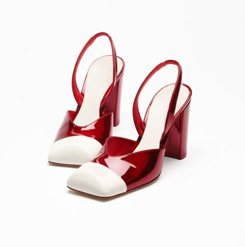 Red & White Patent Slingback Heels – Retro