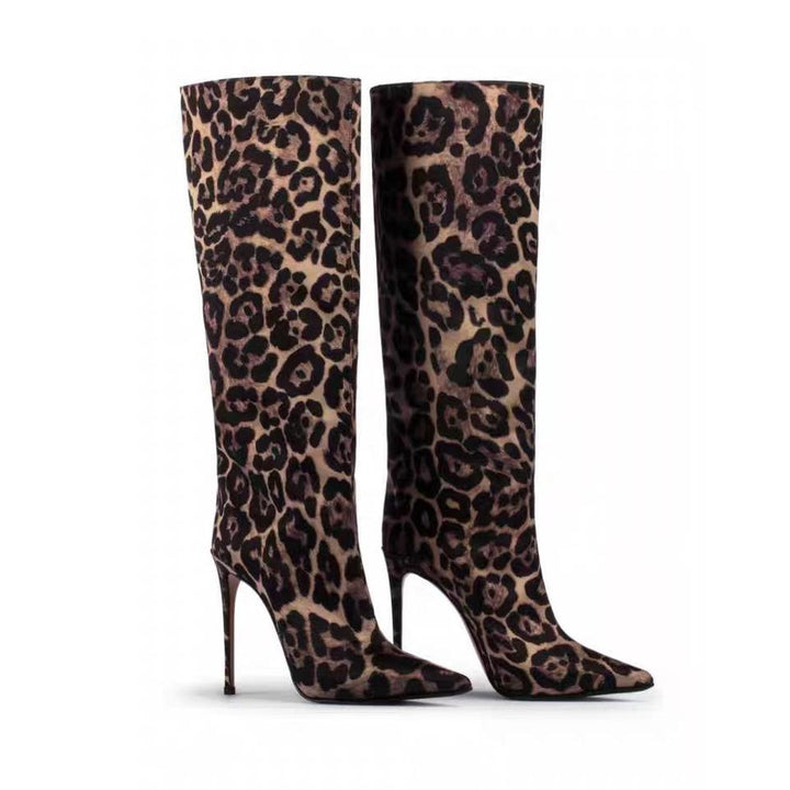 leopard print stiletto knee-high boots – VIVIEN