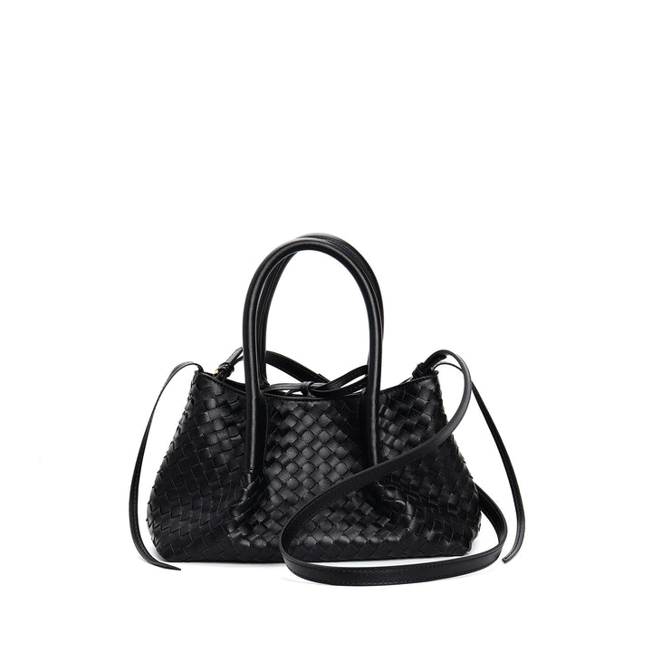 woven leather mini tote bag with tie closure - LIQTA