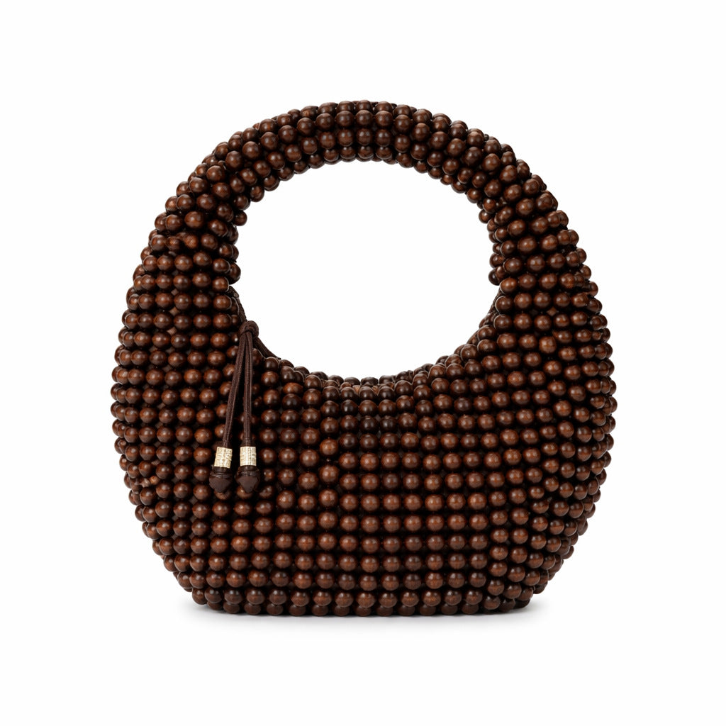 beaded hobo shoulder bag with rounded handle – CURVE