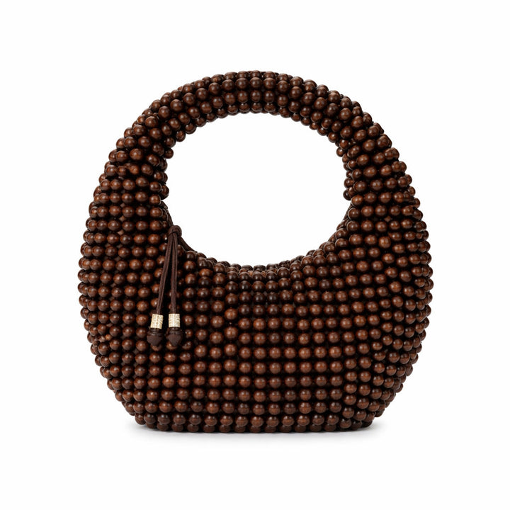 beaded hobo shoulder bag with rounded handle – CURVE