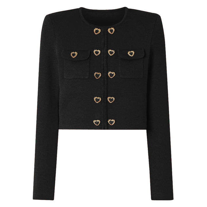 two-piece knit set with heart-shaped button accents – AMELIEV