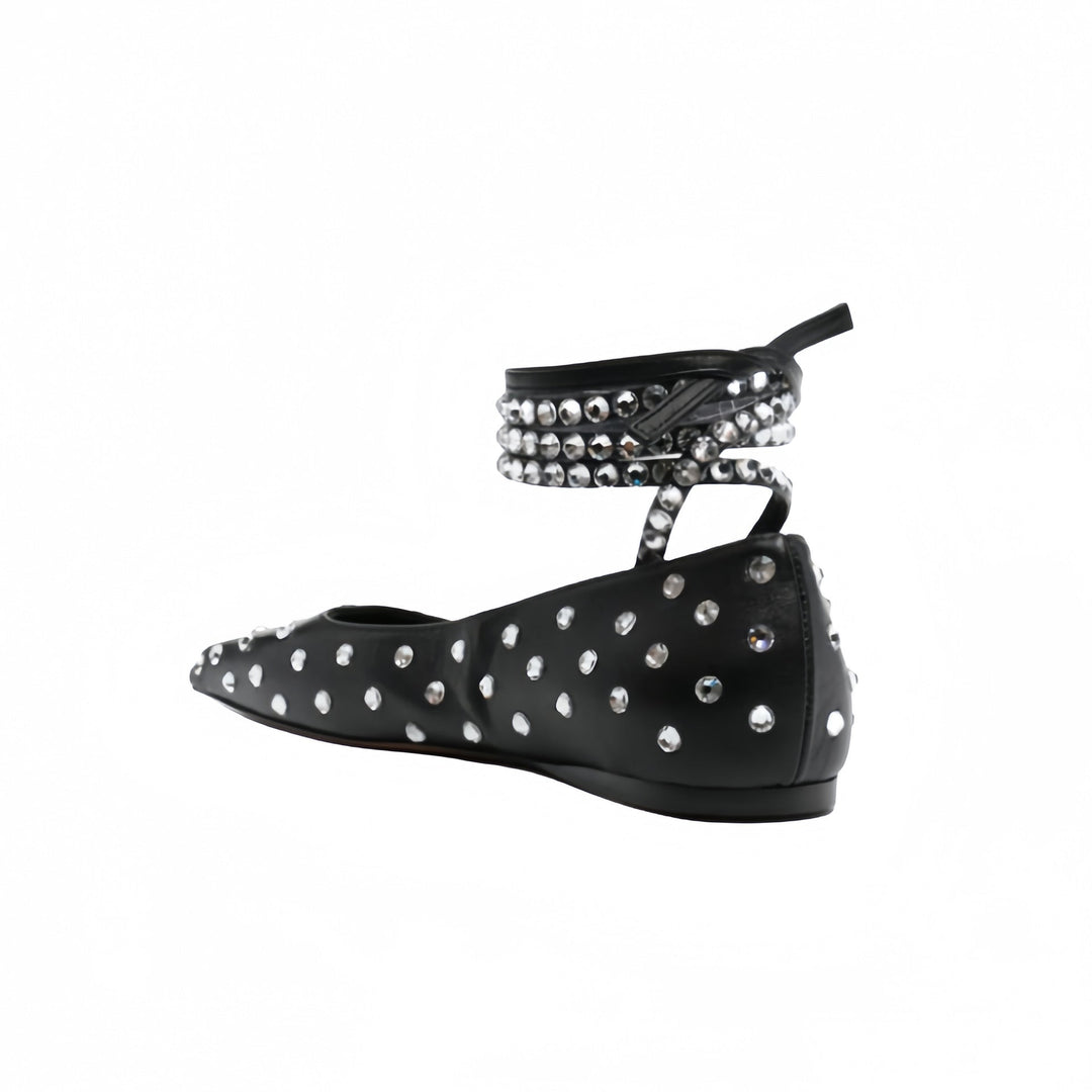 Studded Ankle Strap Flats – MIDNIGHT