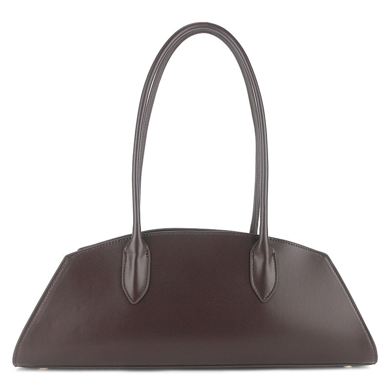 sleek half-moon leather tote with elongated handles – VELORA
