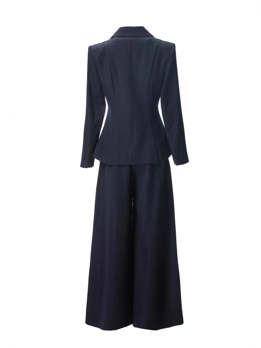 tailored blazer and wide-leg pants set with gold button detail – NAVARA