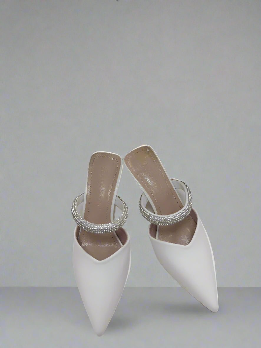 pointed-toe mule with rhinestone strap - LUNAZMU