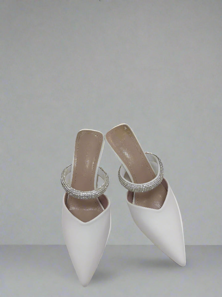pointed-toe mule with rhinestone strap - LUNAZMU