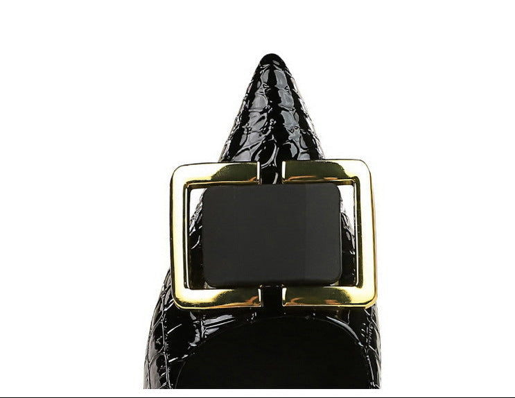 Croc Embossed Buckle Pointed Stiletto Heels – CROCO