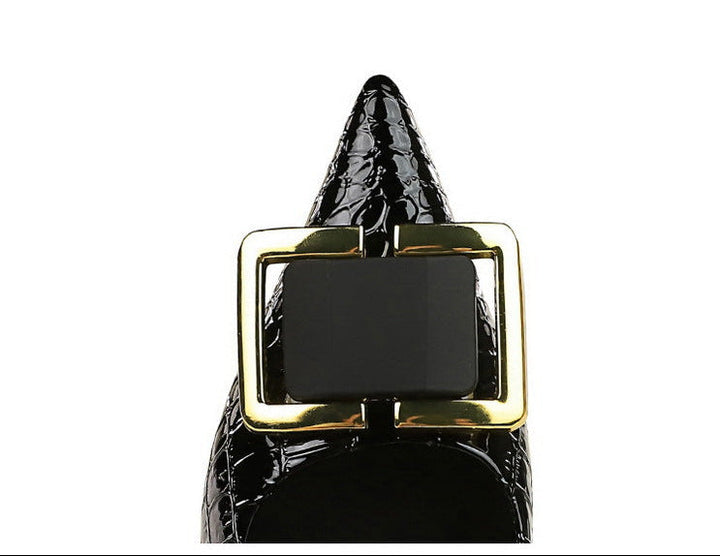 Croc Embossed Buckle Pointed Stiletto Heels – CROCO