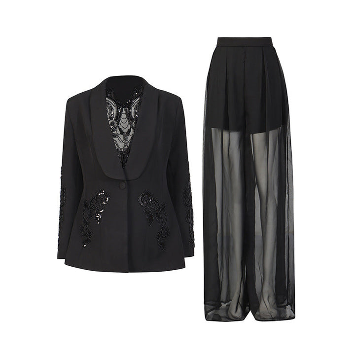 Sheer Overlay Tailored Set – LUXE