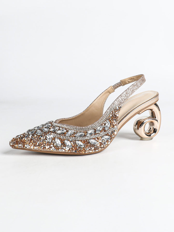 Crystal Embellished Slingback Heels - Glamorous