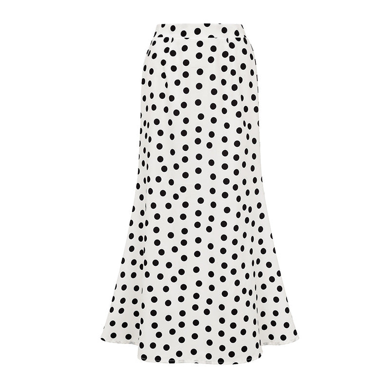 one-shoulder polka dot swimsuit with matching midi skirt – MONROE