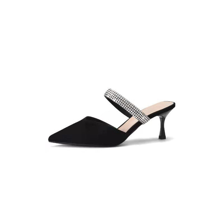 pointed-toe mule with rhinestone strap - LUNAZMU