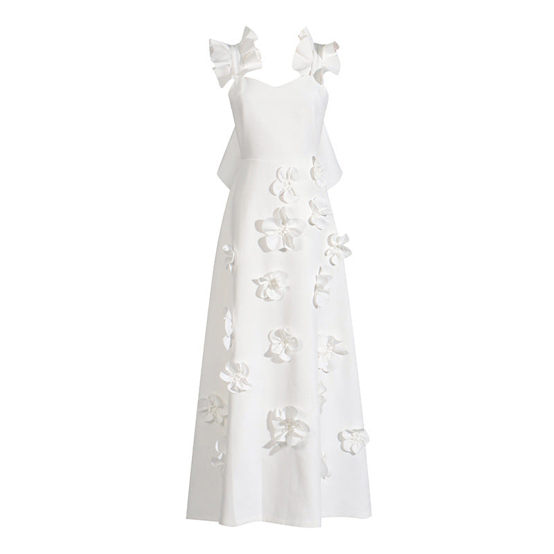 sleeveless A-line dress with 3D floral appliqué – BODY
