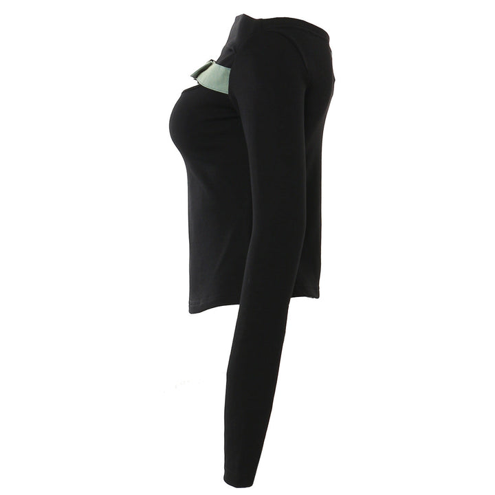 off-shoulder long sleeve top with buckle strap – SABER