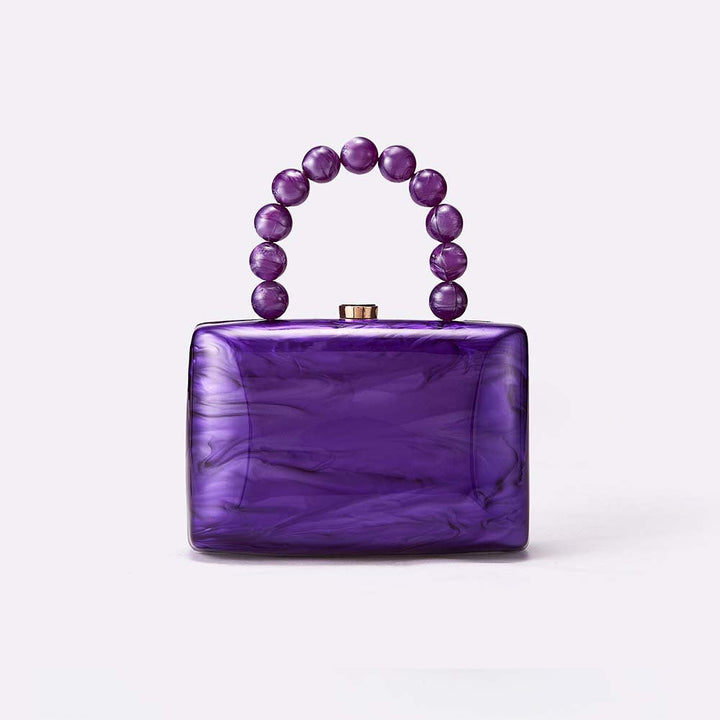 marbled box clutch with beaded handle – NOCTURNE