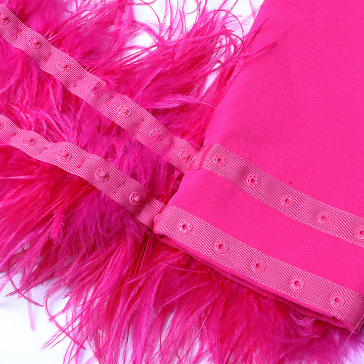 feather-cuff blazer with crystal lapels - Farwswe
