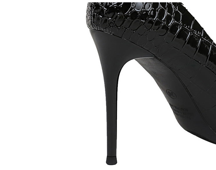Croc Embossed Buckle Pointed Stiletto Heels – CROCO