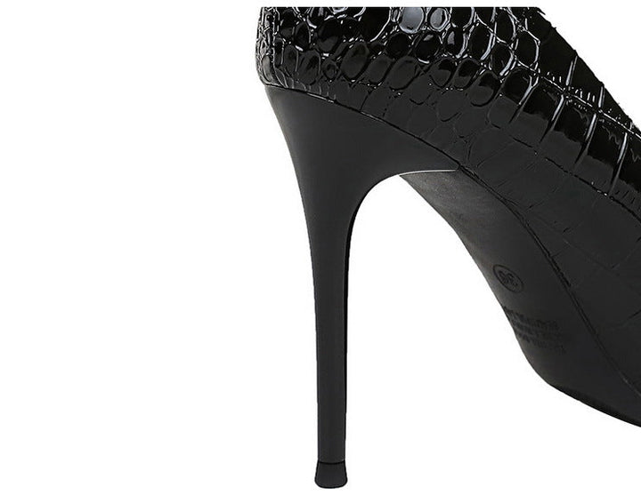 Croc Embossed Buckle Pointed Stiletto Heels – CROCO