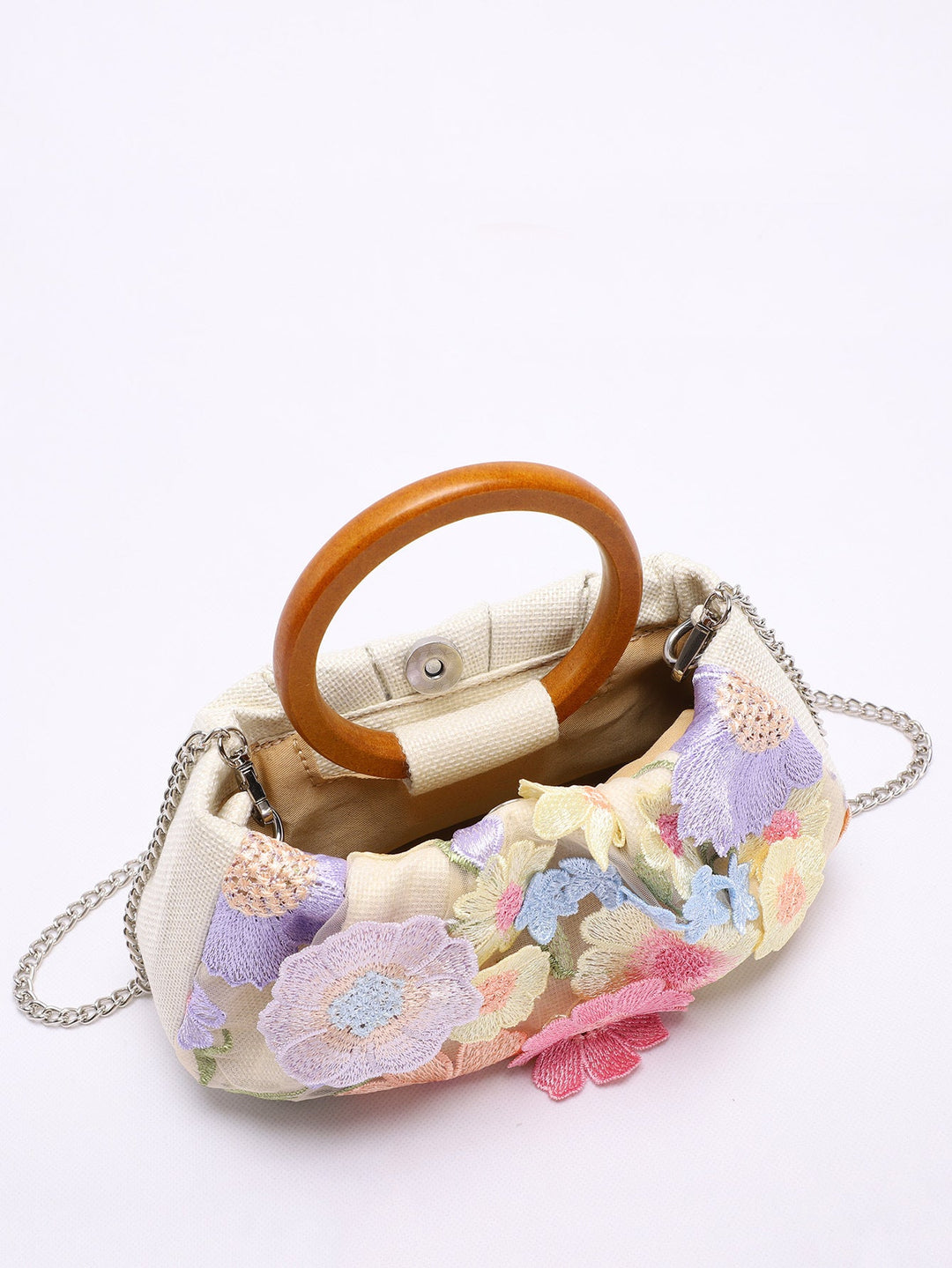 floral embroidered handbag with round handle – BLOSIOVI